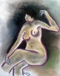 Portrait de femme nue assise.